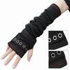 2026 Harajuku Punk Hip Hop Guantes sin Dedos para Mujer Ojales Gótico Vintage Cosplay Calentadores de Brazos Guantes