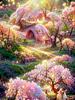Full Drills Diamond Painting Dream Pink Garden Landscape Cross stitch Diamond Embroidery DIY Artist Living Wall Decoration