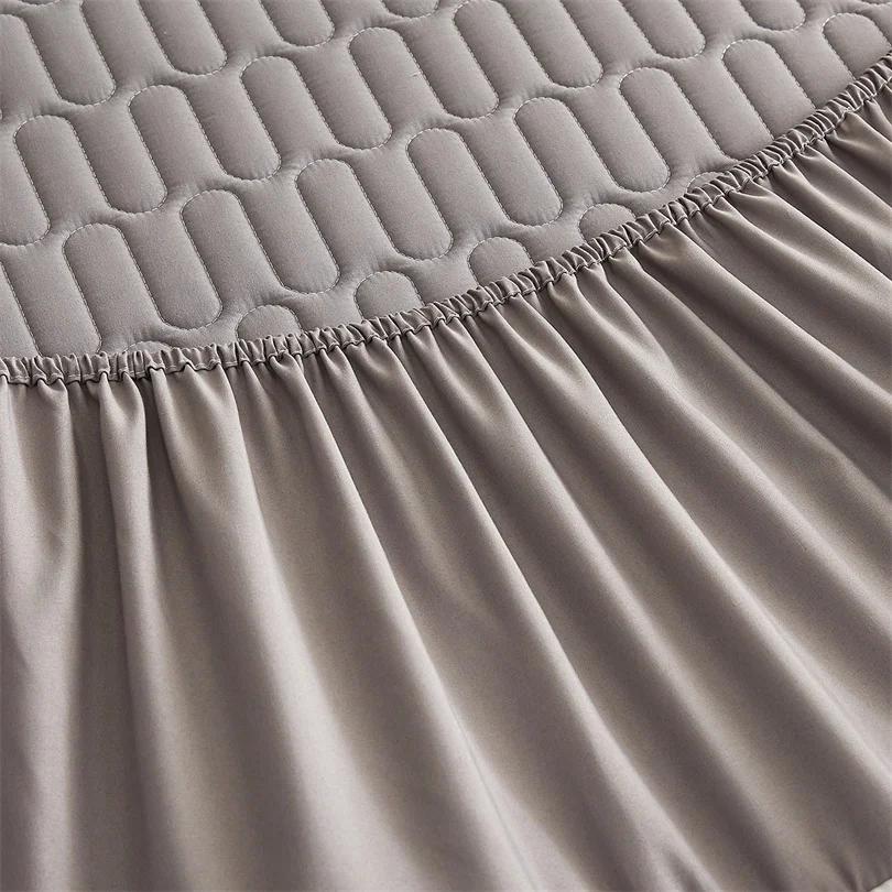 1 PC Waterproof Bedcover Fitted Sheet Bed Mattress Cover Thickened Quilted Soft Comfortable Breathable Solid Color Bedding Mattress Cover