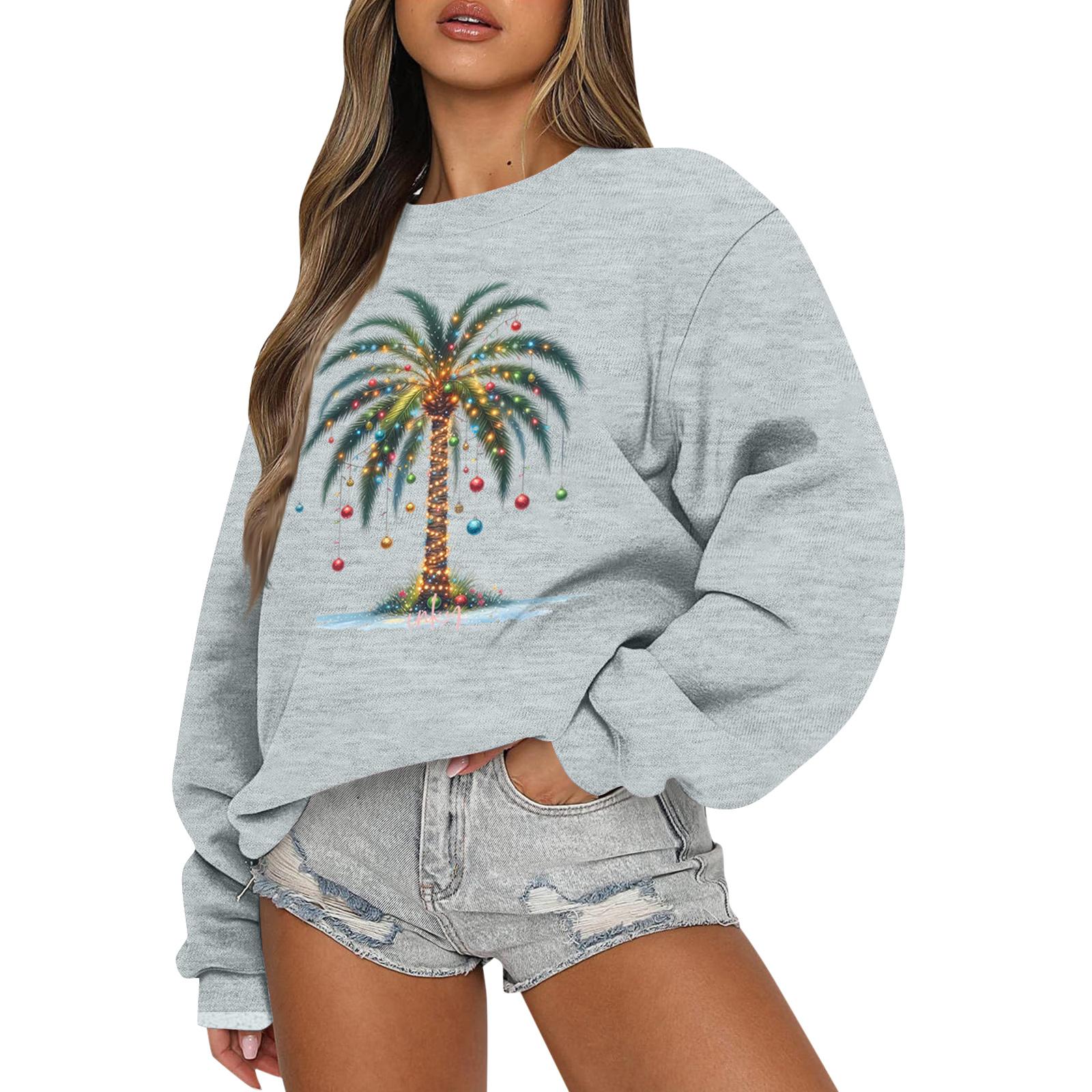 

Женские топы Женский свитшот с длинным рукавом Повседневный с круглым вырезом Свободного кроя Пуловер Флисовые топы M