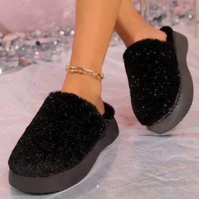 Moda Chinelos Femininos Inverno 2024 Moda e Quentes Chinelos Femininos De Pele Confortáveis Sola Grossa Pantuflas Casuais Pantuflas De Mujer