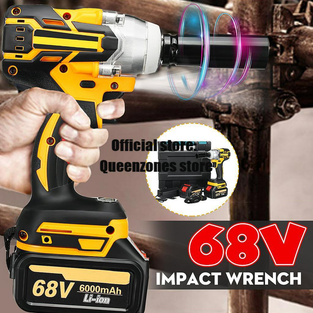 21V 380N.m Electric Impact Wrench Brushless Hand Drill Installation Power Tools With 2X 6000mAh Li Battery Batteries