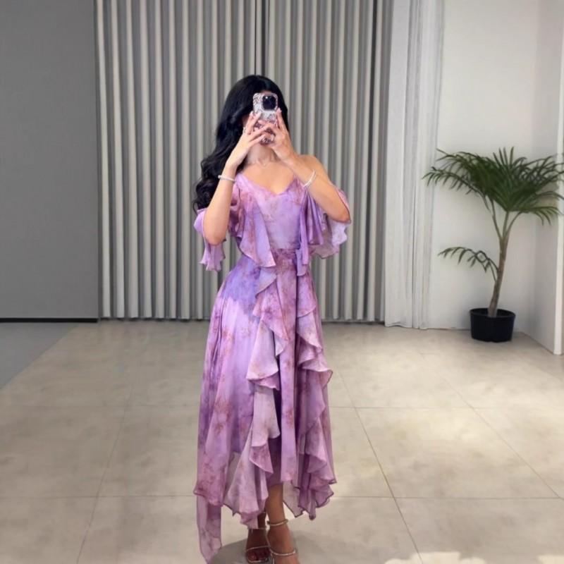 

Women s Chiffon Floral Printed Dress XXL фиолетовый