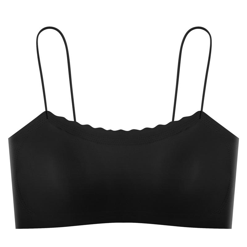 Summer thin shoulder straps seamless underwear women's tube top bra without steel ring small chest gathered smooth fixed cup bra breathable