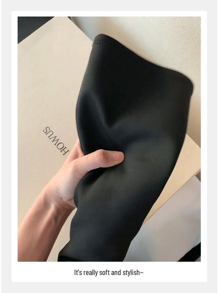 Women's Grape Sheepskin High Shaft Flat Heel Square Toe Long Boots