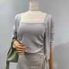 C S In The Room CojIn ShirrIng Tank See Through V neCk Knit Cardigan Set 3Color