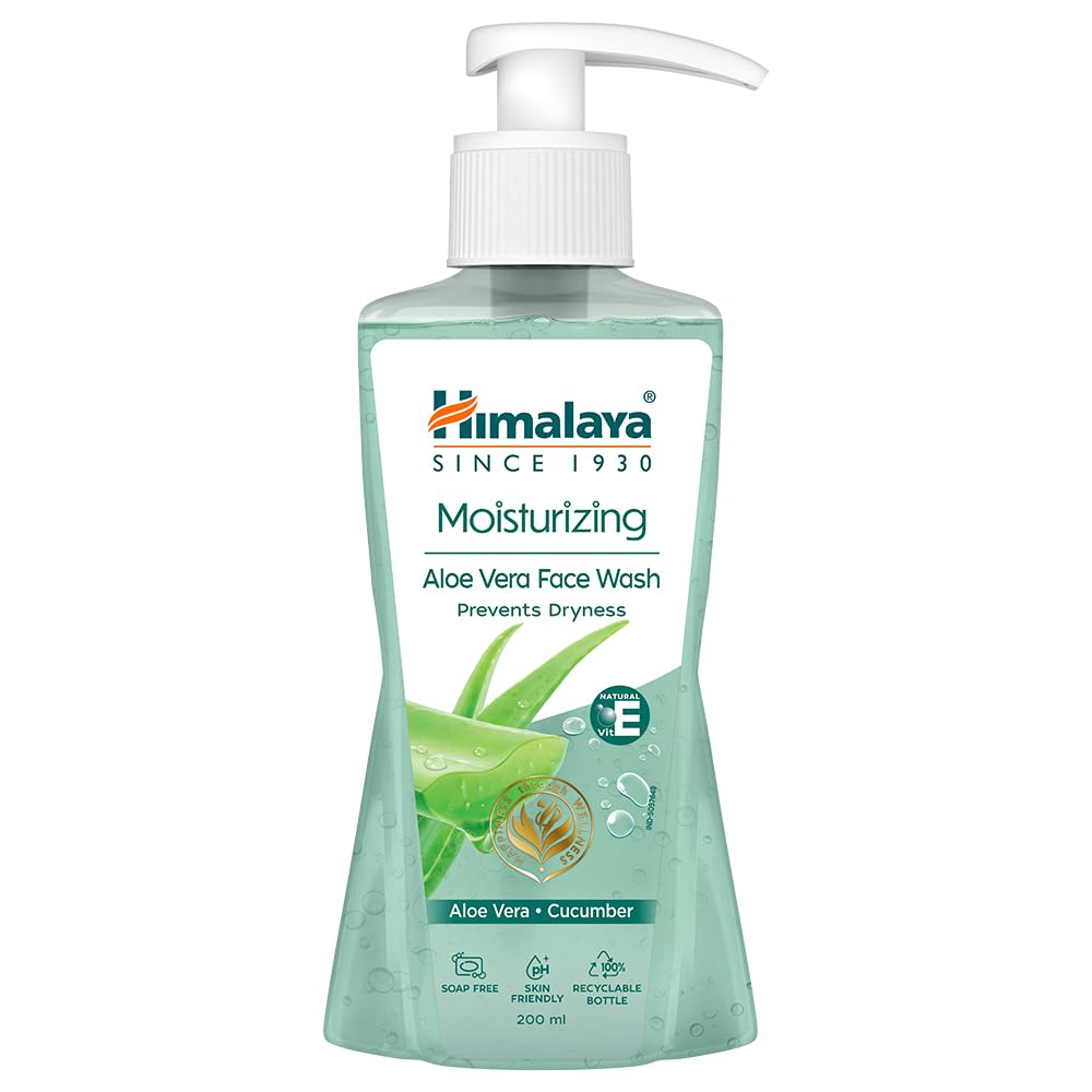 Himalaya Moisturizing Aloe Vera Face Wash 200ml Hydrating Softening Gel for All Skin Types Daily Use