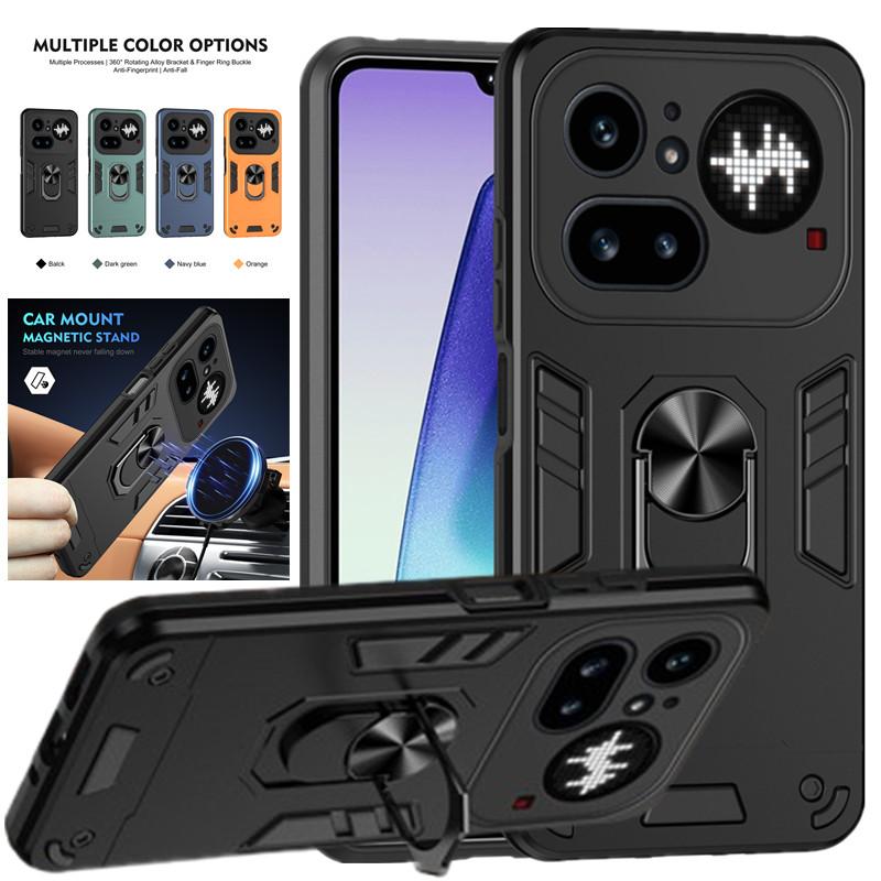 Military Grade Case for Nothing Phone 4A Pro Protective Cover Shockproof Ring Stand Holder Fundas Coque