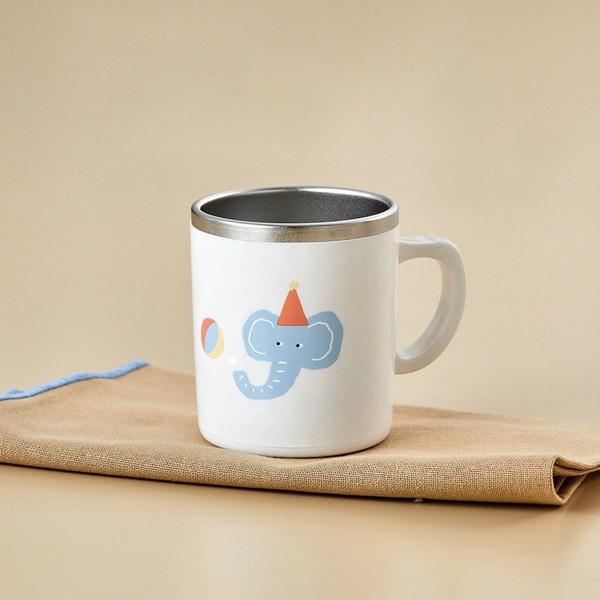 

Modern House Safari World Elephant Нескользящая чашка с двойной ручкой из нержавеющей стали, разноцветные, 1 шт., популярные корейские предметы для родителей