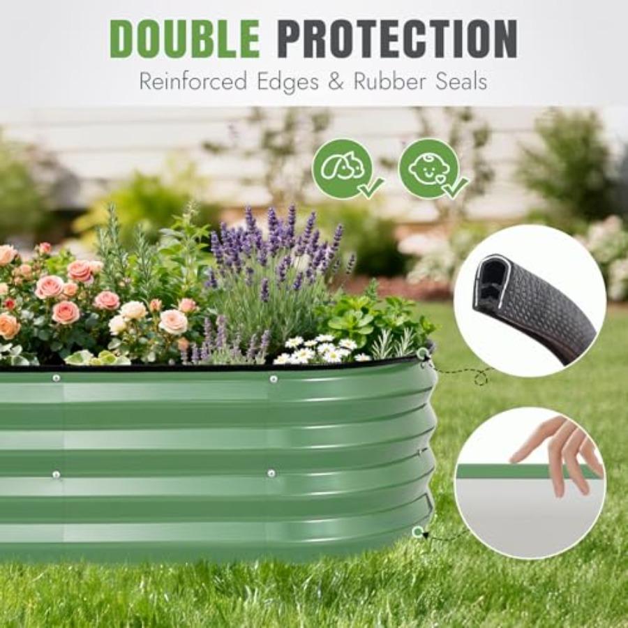 3Pcs Galvanized Raised Garden Bed Kit Outdoor Metal Raised Garden Beds for Vegetables Flowers Herbs Rust-Resistant Easy Assembl