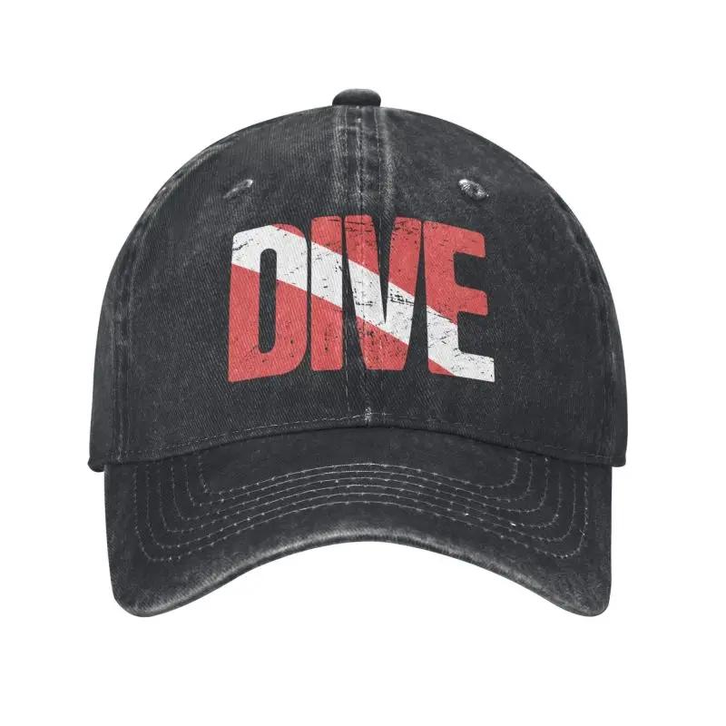 Custom Classic Unisex Cotton Vintage Scuba Diving Flag Baseball Cap Adult Diver Adjustable Dad Hat Unisex Women Outdoor