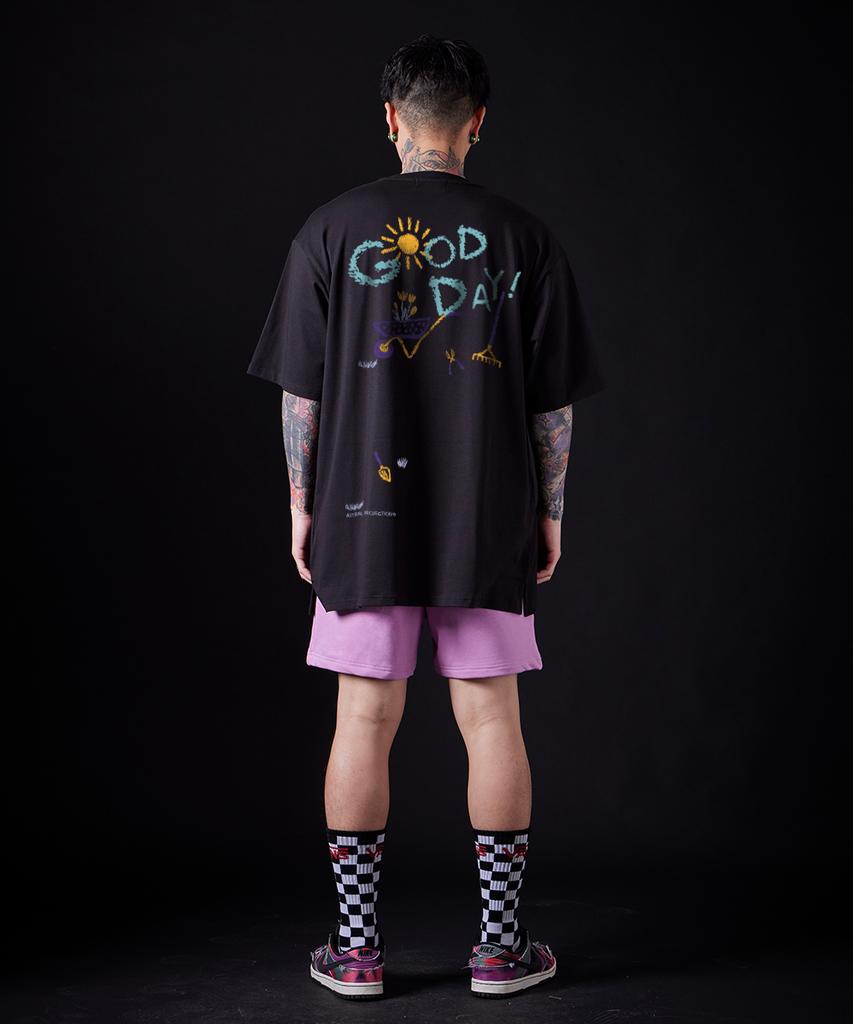 ASTRAL PROJECTION Good Day Supima Cotton Round Neck Short Sleeve T-Shirt_Black
