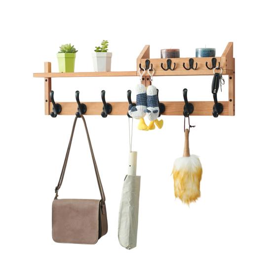 Appendiabiti da Parete con Mensola Mensola da Parete Rustica in Legno con 11 Ganci Porta Posta Organizzatore 4-in-1 per Ingresso Porta Chiavi per Soggiorno Camera da Letto