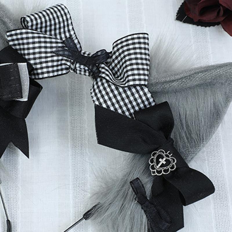 Women Girls Cartoon Animals Ears Shaped Headband Plush Hair Hoop Makeup Photoshoot Bowknot Christmas Party Headpieces
