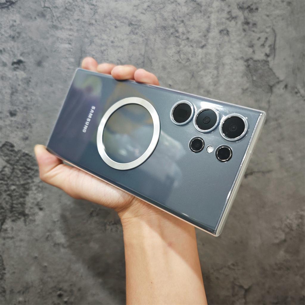 S25 Minimalist Ultra-thin PP Magnetic Suction Suitable for Samsung S23ultra Mobile Phone Case Matte S24U Transparent and Not Yellowing New