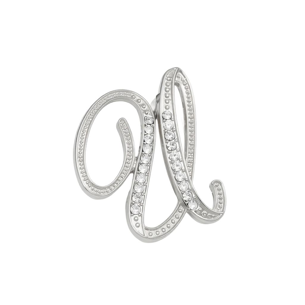 Alloy Letter Brooch with Embedded Crystals Elegant Alphabet Pin Suitable for Formal and Casual Wear Stylish Metal Letter Accessory