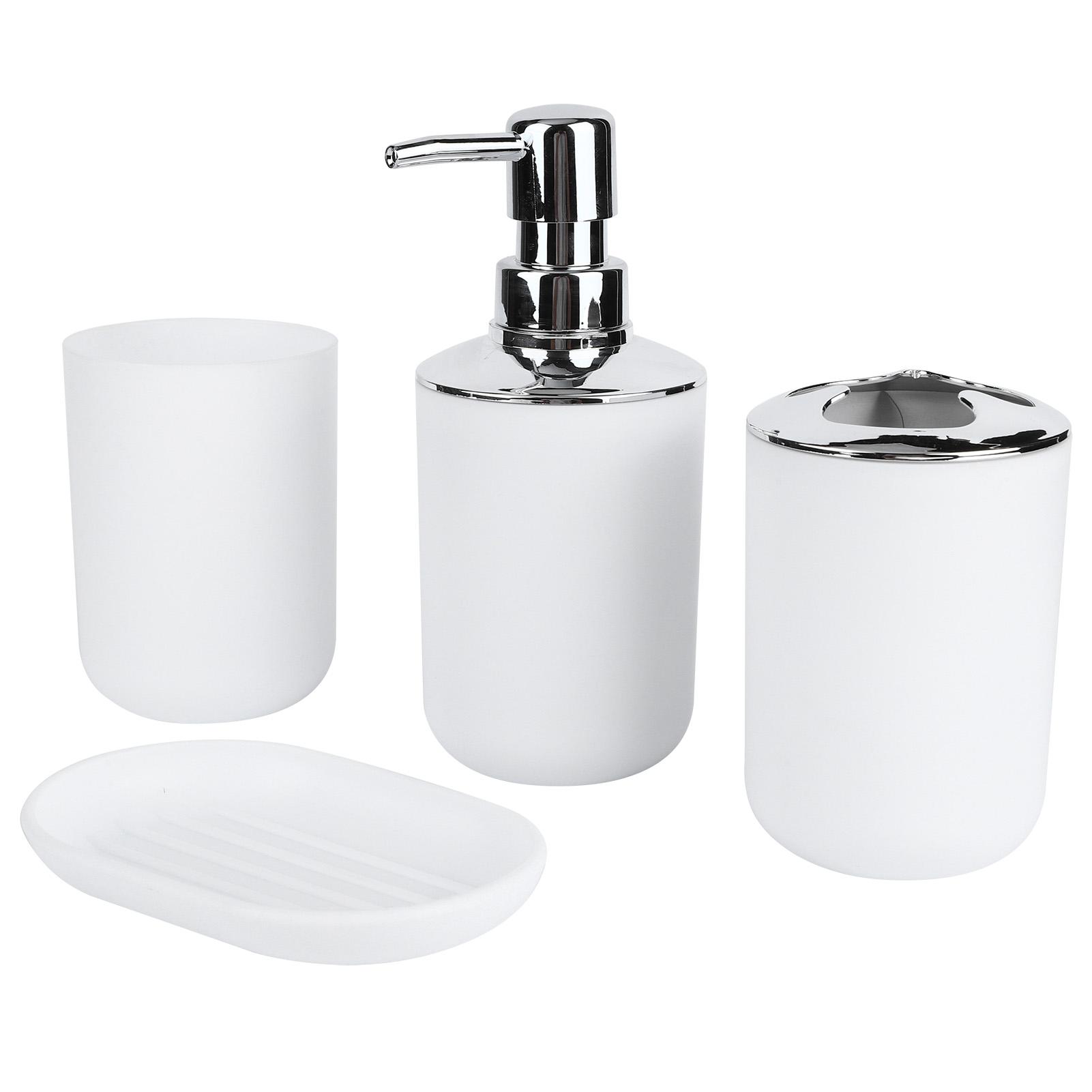 

4Pcs/Set Bathroom Kit Accessory Plastic Lotion Bottle Storage Cup Rinse Cup Soap Dish