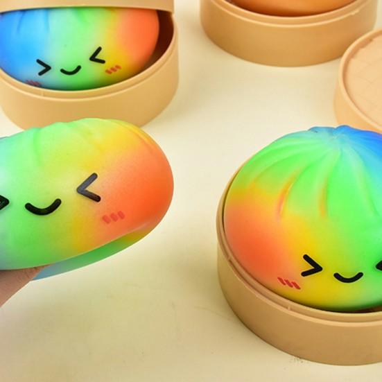 12 Piezas Dibujo Animado Expresión Empanadilla Juguete para Apretar Suave Elástico Bollo al Vapor Juguete Fidget Descompresión Simulación Bola de Masa Juguete de Escritorio