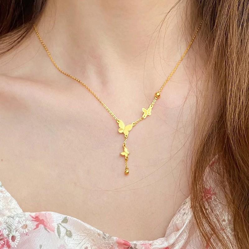 

Butterfly Fringe Necklace Women Titanium Steel Simple Collarbone Chain Accessory Non Fading