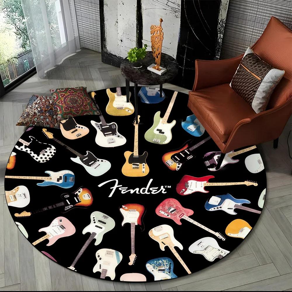 29 Style New Fender Retro Guitar Instruments Music Round Carpet Rug for Bedroom Living Room Sofa Decoration,pet Decor Floor Mat