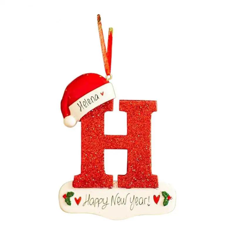 Christmas Tree Decoration Letter Pendant 26 Letters Home Holiday Wooden Pendant Xmas New Year Decor Ornament Customizable