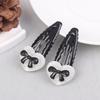 2/6Pcs Fashionable Heart Black Bowknot Wavy Bb Clip Energetic Girl'S Sweet And Cool Versatile Side Clip New Style Hairpin