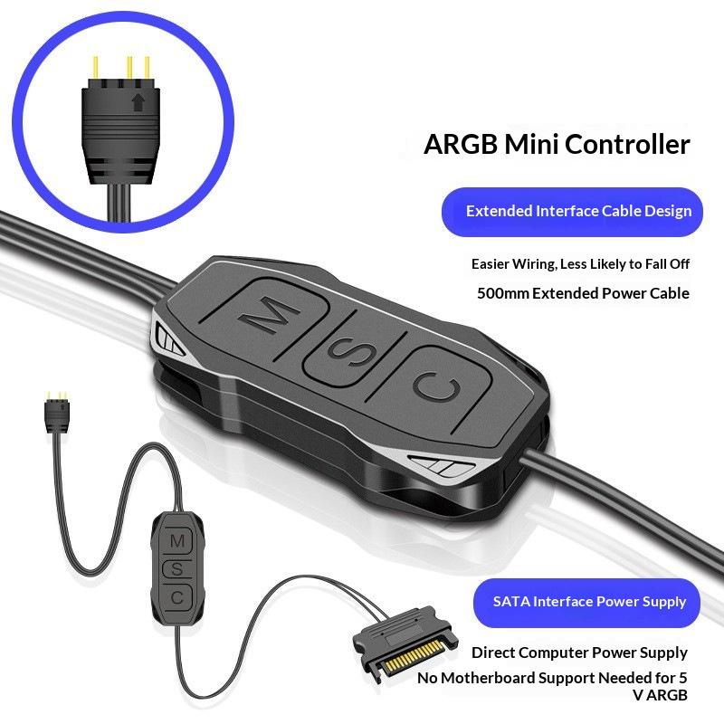 5V Argb Lighting Controller Hub Adapter With 3-Pin Connector For Sata Power For Pc Case Fans Led Strips Panels And Coolers