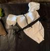 Women's Solid Color Off-Shoulder Ruffle Bikini - Sexy Korean Style for Vacations
