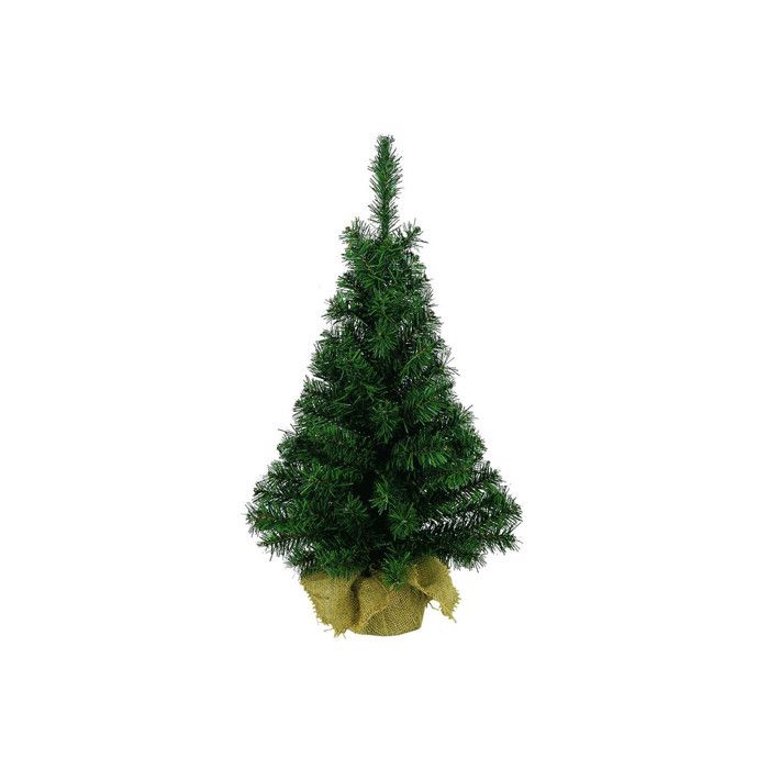 Mini Sapin de Noël Artificiel - Everlands - 60 cm - Sac en Jute - Intérieur - Classique