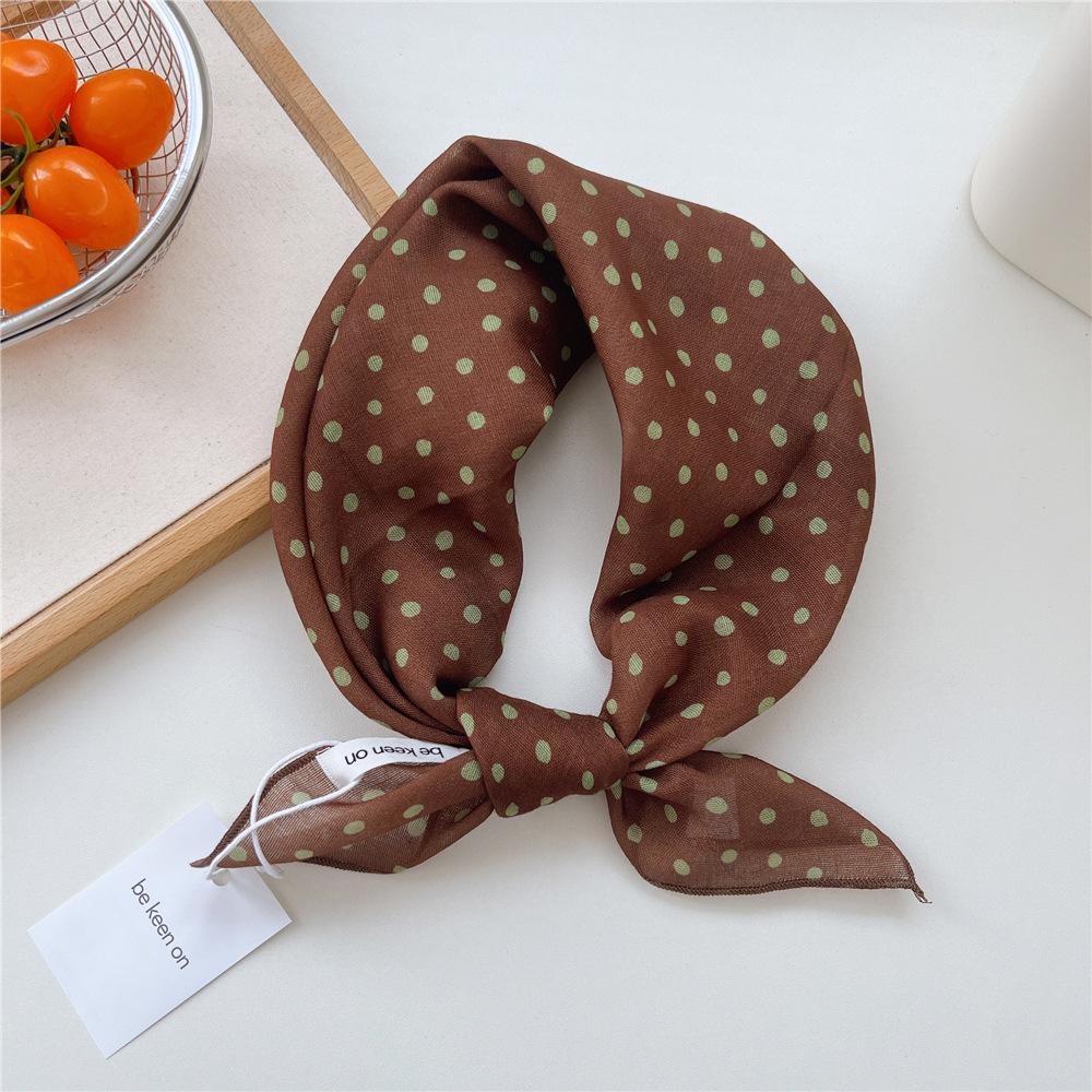Koreanisches Trendiges Frühlings-Gepunktetes Seiden-Kopftuch - Quadratisches Mode-Tuch für Damen für Haare, Hals und Dekoration