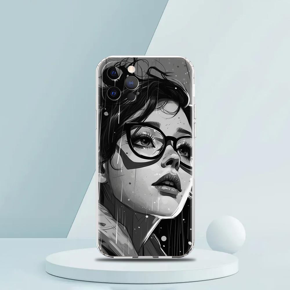 Fashion Black Girl Phone Case for iPhone 16 15 14 13 12 Pro Max Cover Transparent for iPhone 11 Pro Max 7 8 Plus XS XR Shell Bag