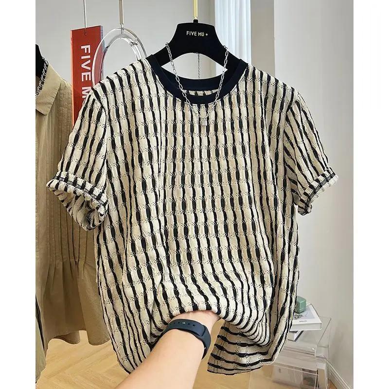 

Men s Summer Hollow Stripes Short Sleeved Men s O-Neck Hip-hop Street High Street Couple T-shirt Streetwear Outdoor for Clothing 4XL