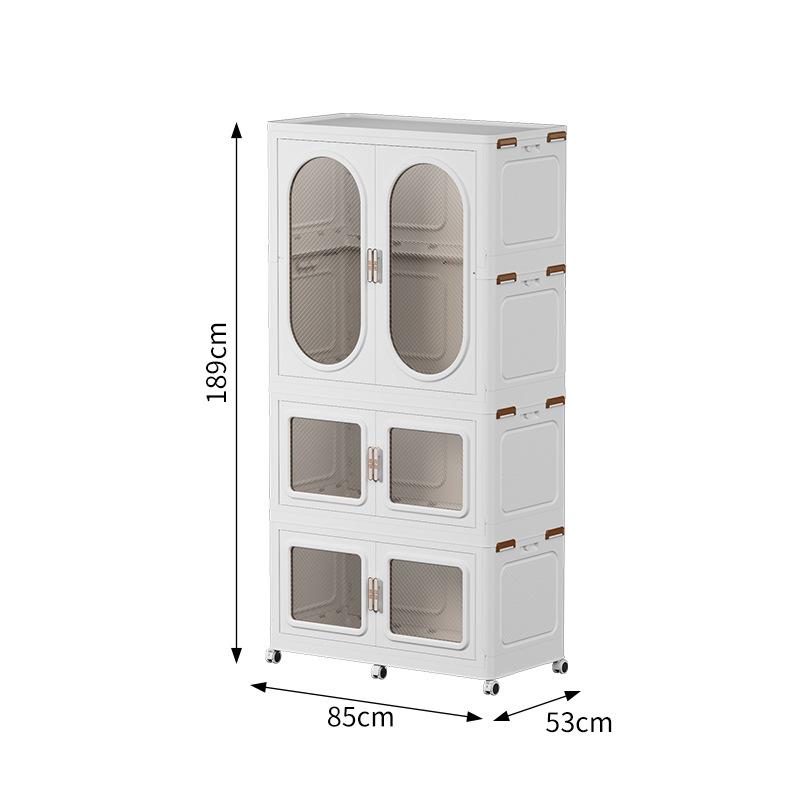 Folding plastic storage cabinet free installation household multifunctional wardrobe simple multi-layer bedroom clothes finishing storage cabinet
