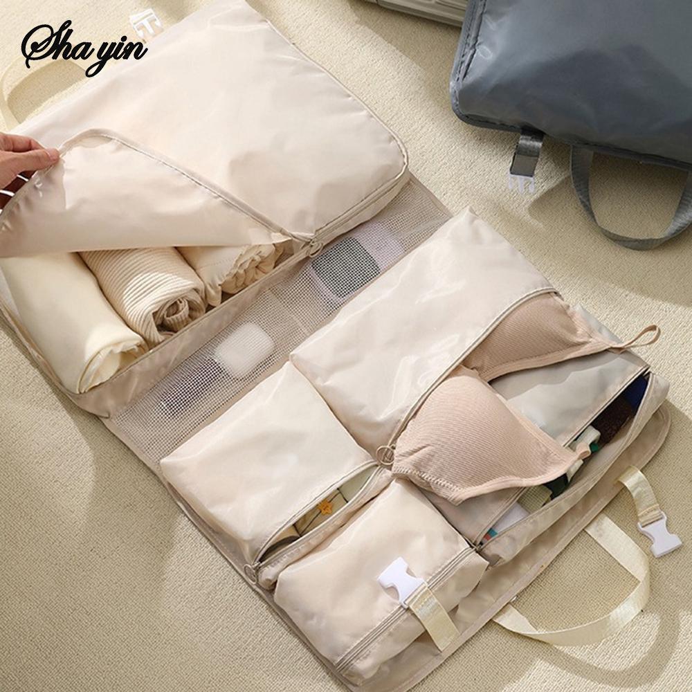 Bolsa de armazenamento de viagem 7 em 1, organizador de mala, classificação de roupas e roupas íntimas, bolsa de armazenamento de grande capacidade