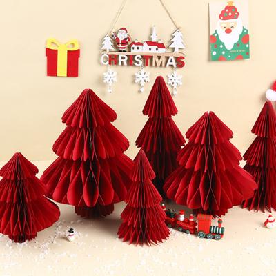Honeycomb Christmas Tree 3D Honeycomb Table Centerpiece Folding Paper Christmas Tree Ornament for Winter Home Xmas Party Decoration
