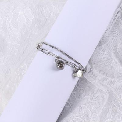 European-American Fashion Double-Layer Heart Bracelet for Women, Titanium Steel, Versatile & Colorfast