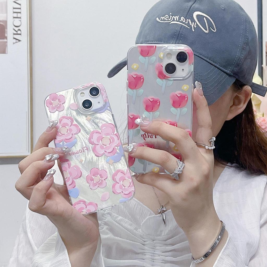 Silikonhülle mit Laser-Tulpe und Rosenblüten für Xiaomi Redmi Note 12 11 10 Samsung A54 A24 A14 Oppo A78 A58 A38 Tecno Spark 10 Funda Cover, weicher TPU-Stoßfänger