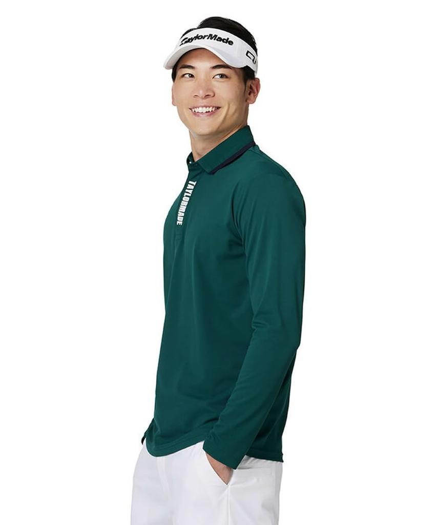 TaylorMade TM Basic Long Sleeve Polo Shirt, Green, Size M, Men's, 2024FW, UN340