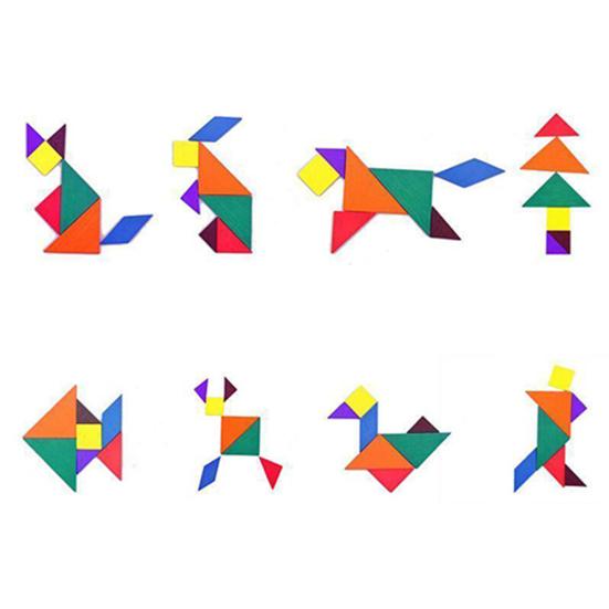 Colorful Wooden Tangram Brain Teaser Puzzle Educational Developmental Kids Toy