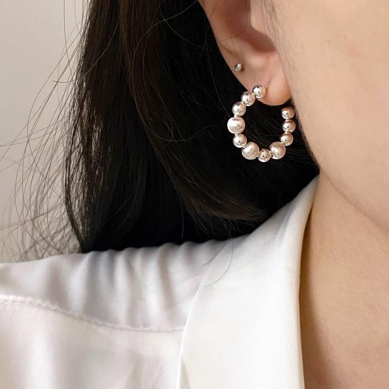 925 Sterling Silver Vintage Earrings For Women Trendy Simple Mini Beads Earring Jewelry Prevent Allergy Party Accessories Gift
