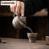 130ml Chinese Gilded Iron Glazed Teapot Handmade Ancient Early Fired Rough Pot Tea Brewing Kettle Kung Fu Tea Items Ornaments