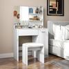 Dressing table set with mirror and stool, drawer, cabinet with adjustable shelf for the bedroom 80L x 40D x 132H cm, white