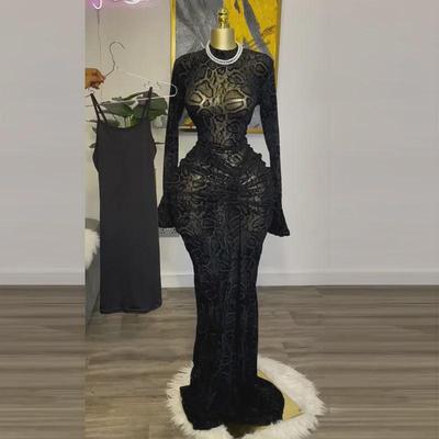 2025 Spring Elegant Women's Lace Long Sleeve High Waist Skirt with Half-High Collar