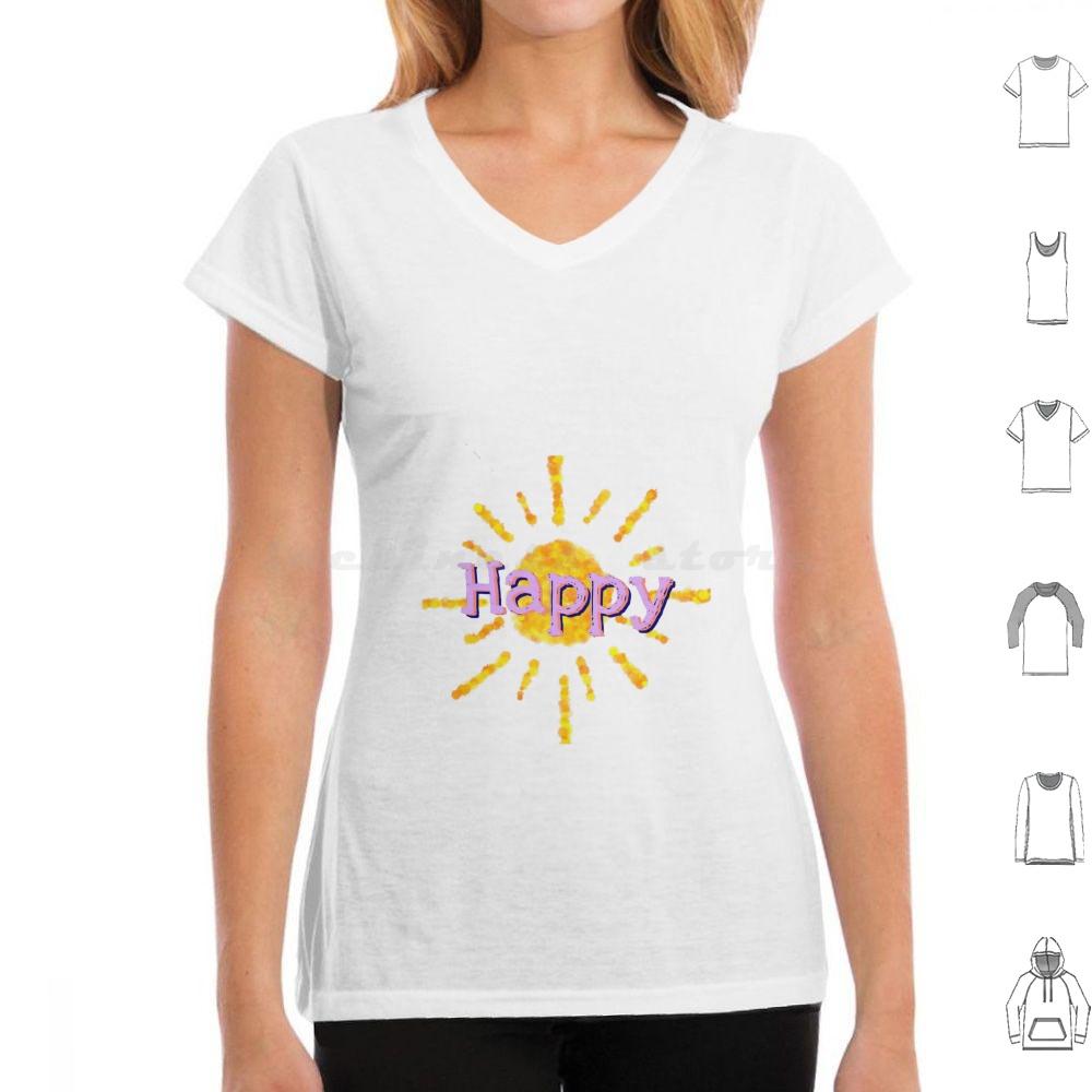 Happy T Shirt 6xl Cotton Cool Tee Happy Happiness Sun Sunshine Joy Color Colorful Beautiful