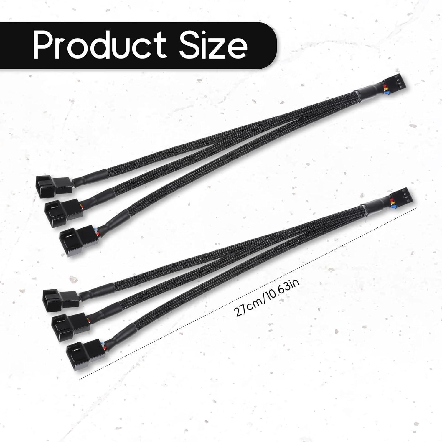 2 Pack 3 Way 4 Pin Pwm Fan Splitter Cable, PC Fan Splitter 1 to 3 Converter CA PwmFan Extension Cable PCCase Fans Header Splitters Computer PC