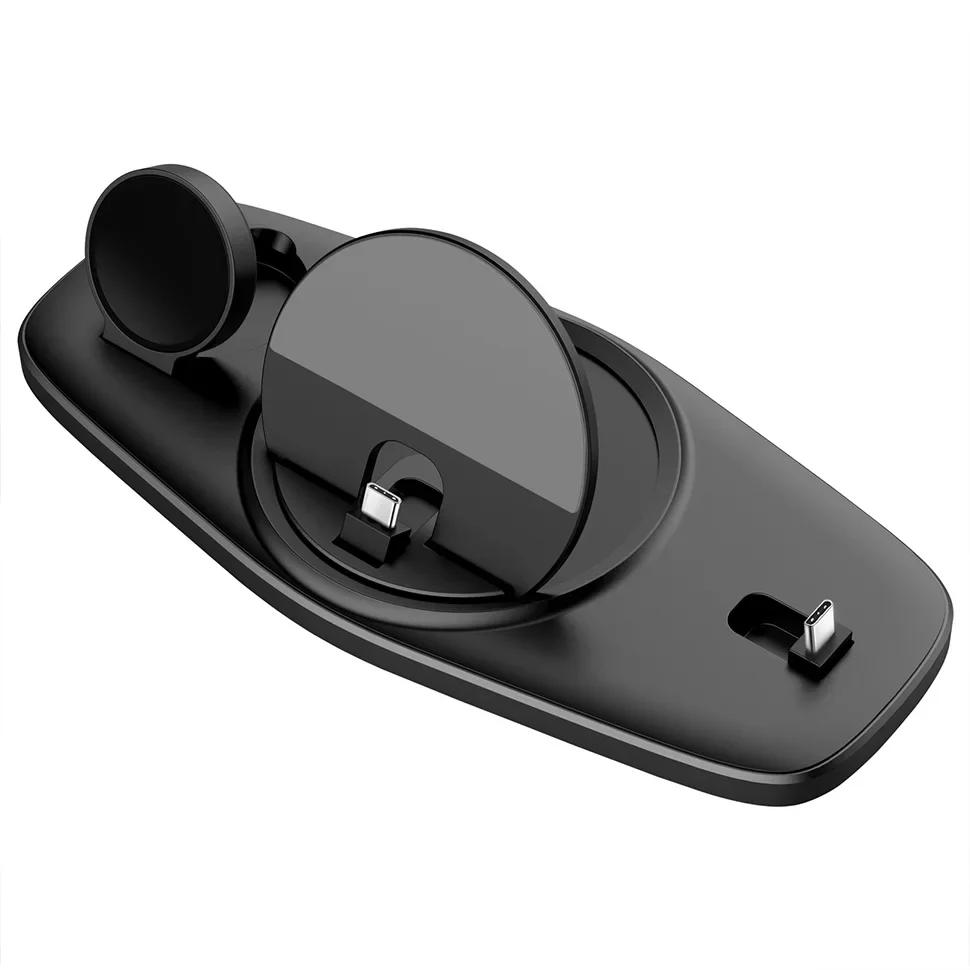 

Foldable 3 in 1 Wireless Charger Stand Pad For Samsung S22 S21 S20 Galaxy Watch 5 4 Active 3/4 Earbud Fast Charging Dock Station чёрный