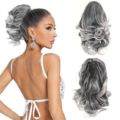 Extension queue de cheval synthétique à Clip, perruque naturelle courte et bouclée pour femmes, Cosplay quotidien, facile à porter