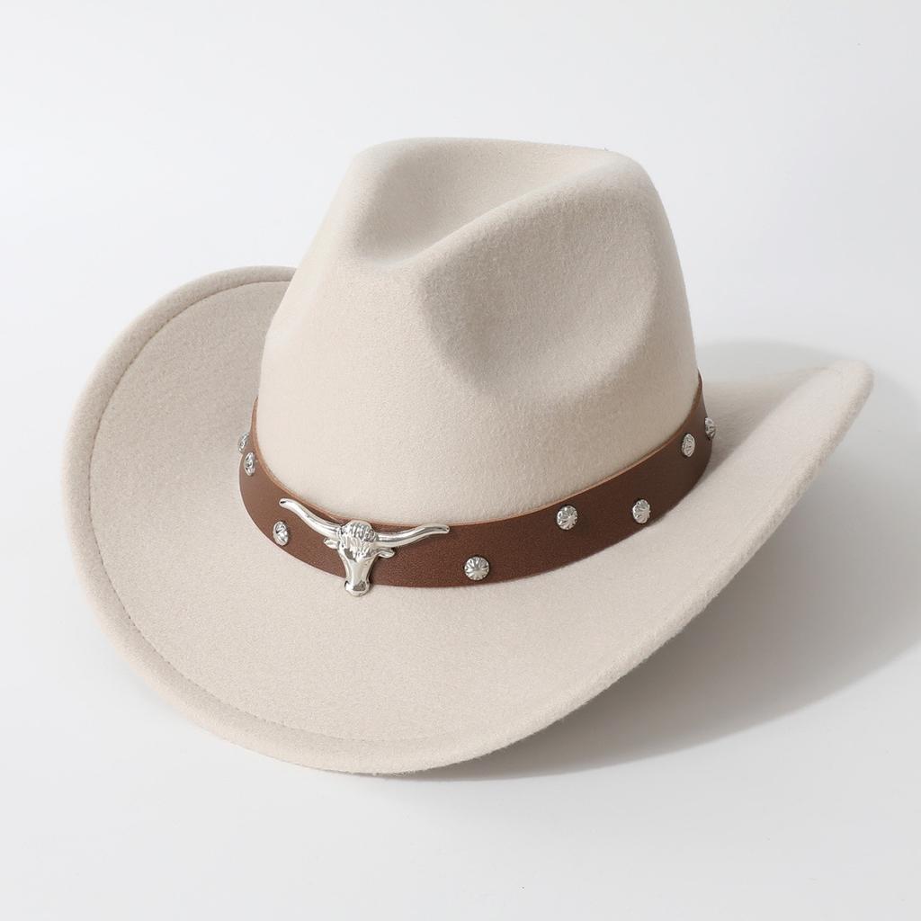 Autumn and winter unisex soft woolen cowboy hat, wide-brimmed fedora, simple and versatile style