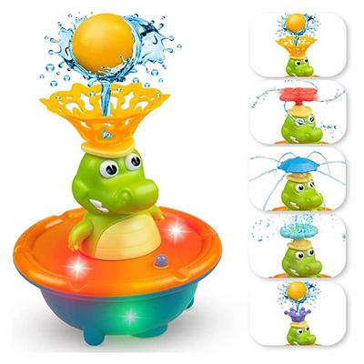 Bath Toys For Toddlers - Light Up Crocodile Fountain With 4 Spray Modes, For Bathroom & Swimming Pool ABS Plastic Bath Toy
