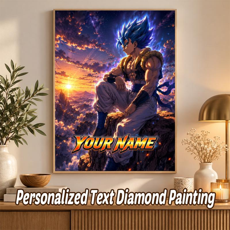Gogeta Custom Name Diamond Painting Personalized 5D Full Drill DIY Diamond Art Home Decor